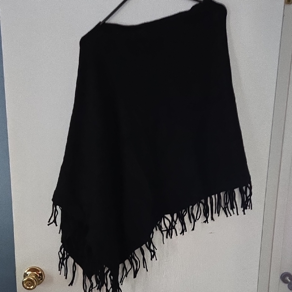 Mud Pie Black Knit Poncho